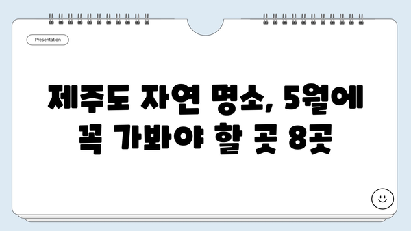 제주도 5월, 숨겨진 자연의 아름다움을 만나다| 놓치지 말아야 할 8곳 | 제주도 여행, 5월 여행, 자연 명소, 비밀스러운 풍경