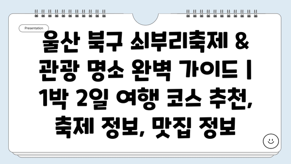 울산 북구 쇠부리축제 & 관광 명소 완벽 가이드 | 1박 2일 여행 코스 추천, 축제 정보, 맛집 정보