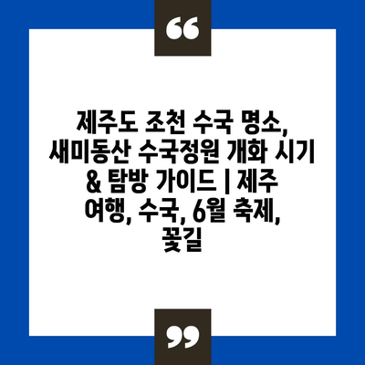 제주도 조천 수국 명소, 새미동산 수국정원 개화 시기 & 탐방 가이드 | 제주 여행, 수국, 6월 축제, 꽃길