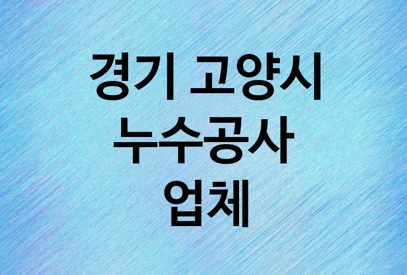 경기 고양시 누수공사 업체 추천 TOP 5 | 누수탐지, 공사, 비용, 기간, 아파트, 보일러, 화장실, 일배책