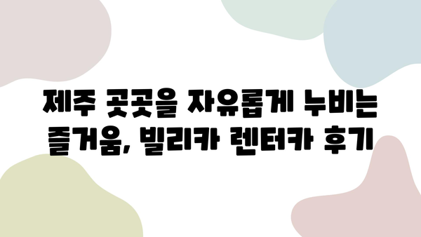 제주 렌트카 명가 빌리카와 함께 떠난 잊지 못할 추억 | 제주 여행, 렌터카, 빌리카, 추천, 후기