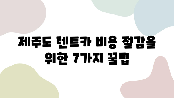 제주도 렌트카 비용 절감 꿀팁| 아기 카시트 포함! | 저렴하게 렌트하는 7가지 방법