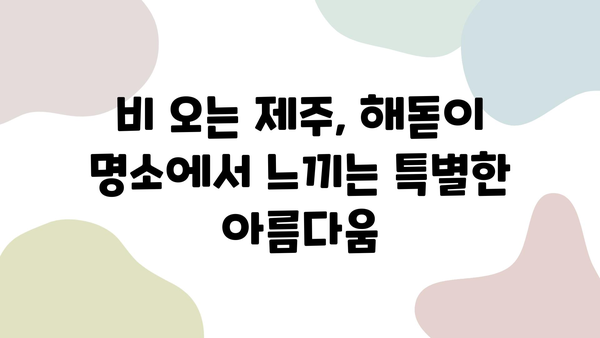 제주도 비오는 날, 해돋이의 따뜻한 빛이 만드는 감동적인 순간 | 제주도 여행, 해돋이 명소, 비오는 날 여행