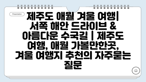 제주도 애월 겨울 여행| 서쪽 해안 드라이브 & 아름다운 수국길 | 제주도 여행, 애월 가볼만한곳, 겨울 여행지 추천