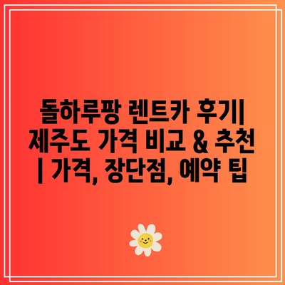 돌하루팡 렌트카 후기| 제주도 가격 비교 & 추천 | 가격, 장단점, 예약 팁