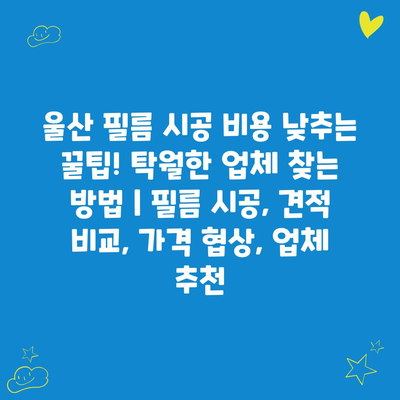 울산 필름 시공 비용 낮추는 꿀팁! 탁월한 업체 찾는 방법 | 필름 시공, 견적 비교, 가격 협상, 업체 추천