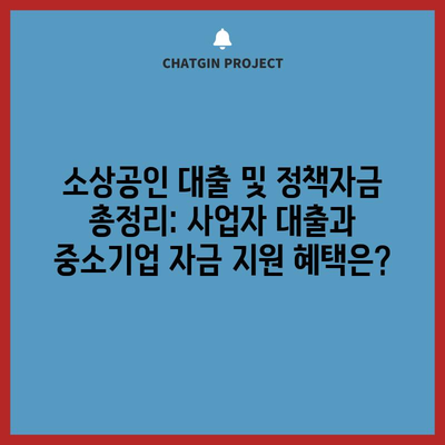 소상공인 대출 및 정책자금 총정리: 사업자 대출과 중소기업 자금 지원 혜택은?